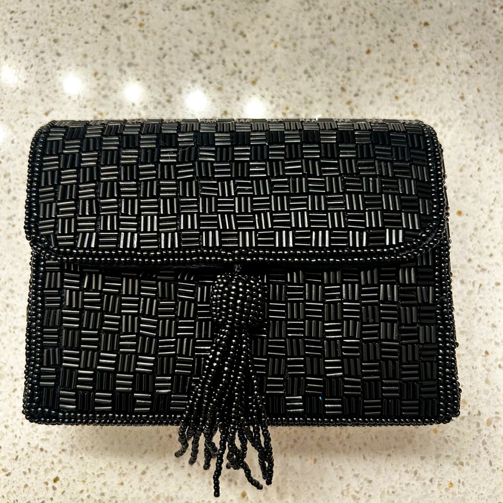black beaded clutch